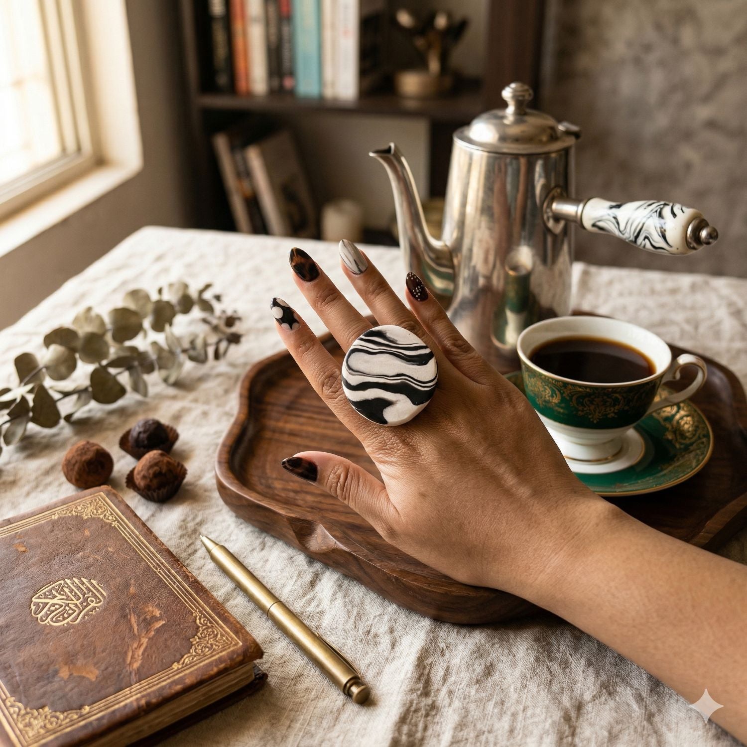 Obsidian Drift Statement Ring