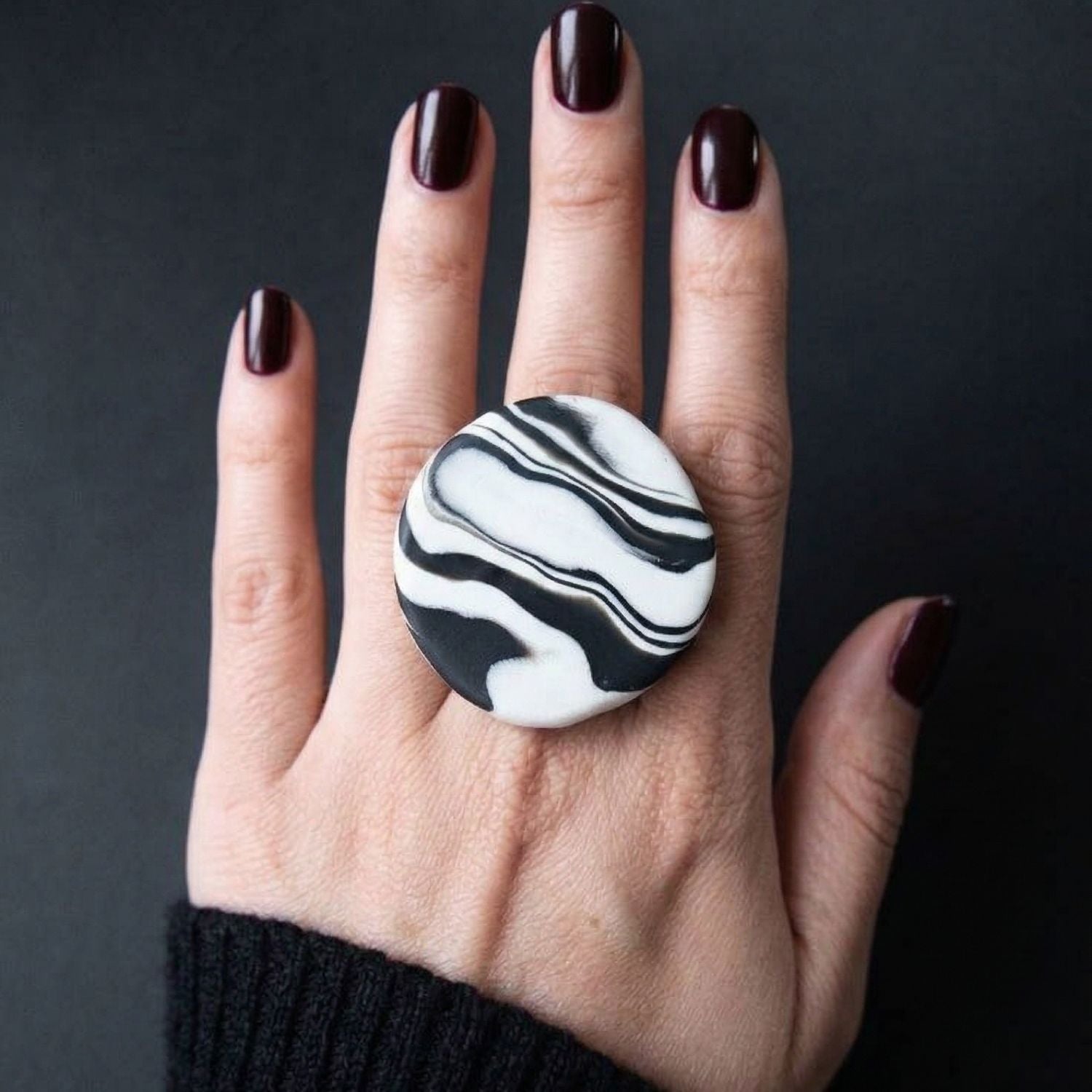 Obsidian Drift Statement Ring