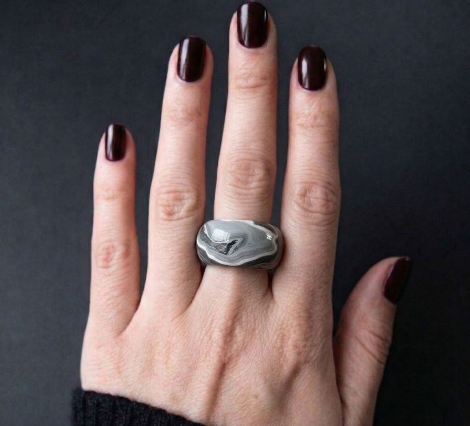 Grey Stone Chunky Ring
