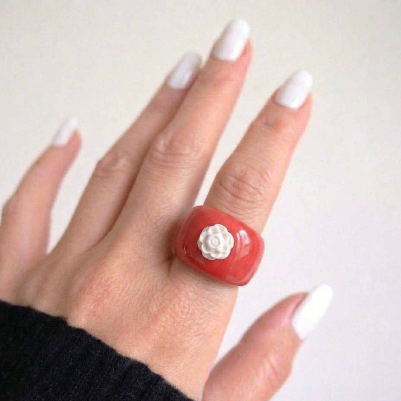 Red Blossom Chunky Ring